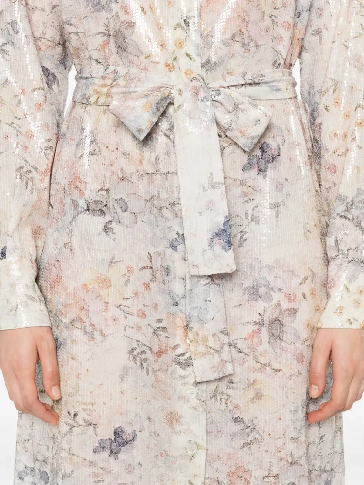 Golden Goose スパンコール付き花柄シャツミディドレス - 画像5
