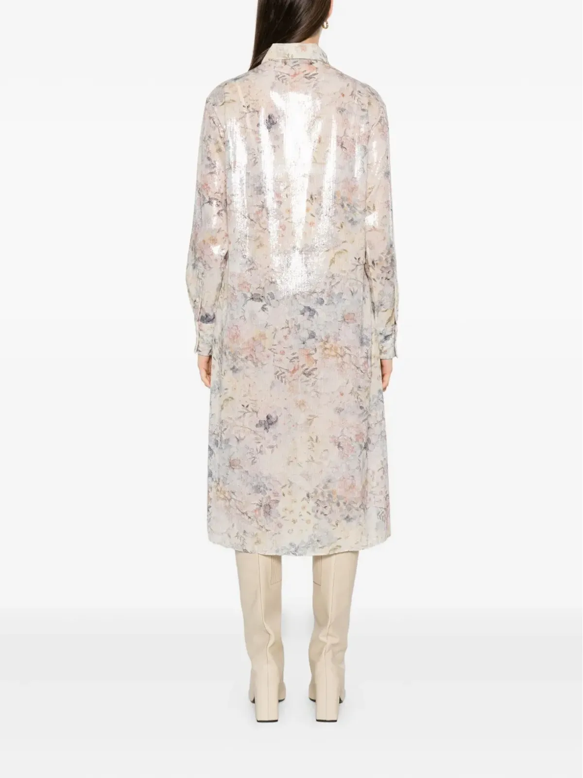 Golden Goose スパンコール付き花柄シャツミディドレス - 画像4
