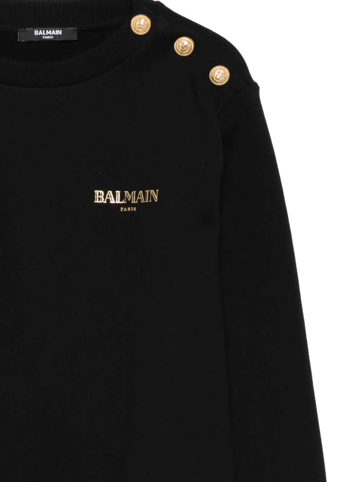 Balmain Kids ゴールドボタン クルーネック スウェットシャツ - ブラック - 画像3