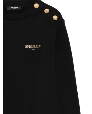 Balmain Kids ゴールドボタン クルーネック スウェットシャツ - ブラック - サムネイル3