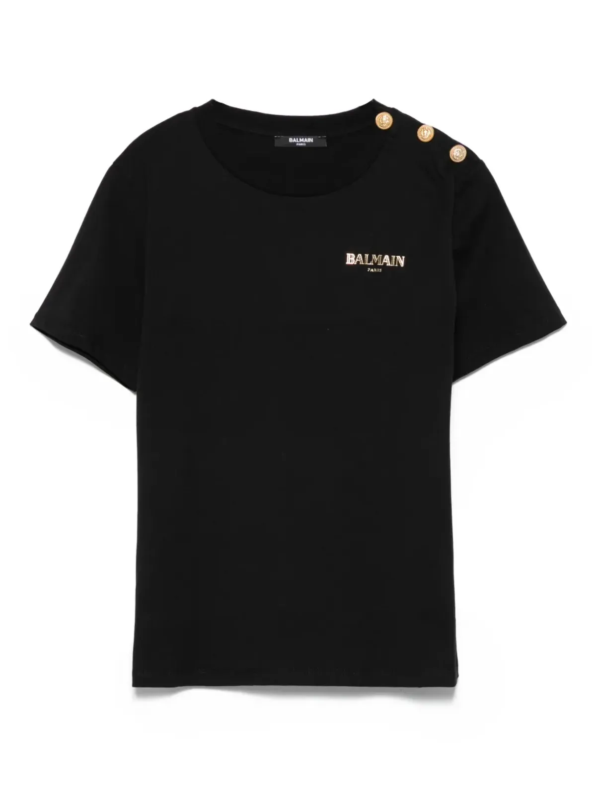 Balmain Kids ボタン装飾ロゴTシャツ - 画像1