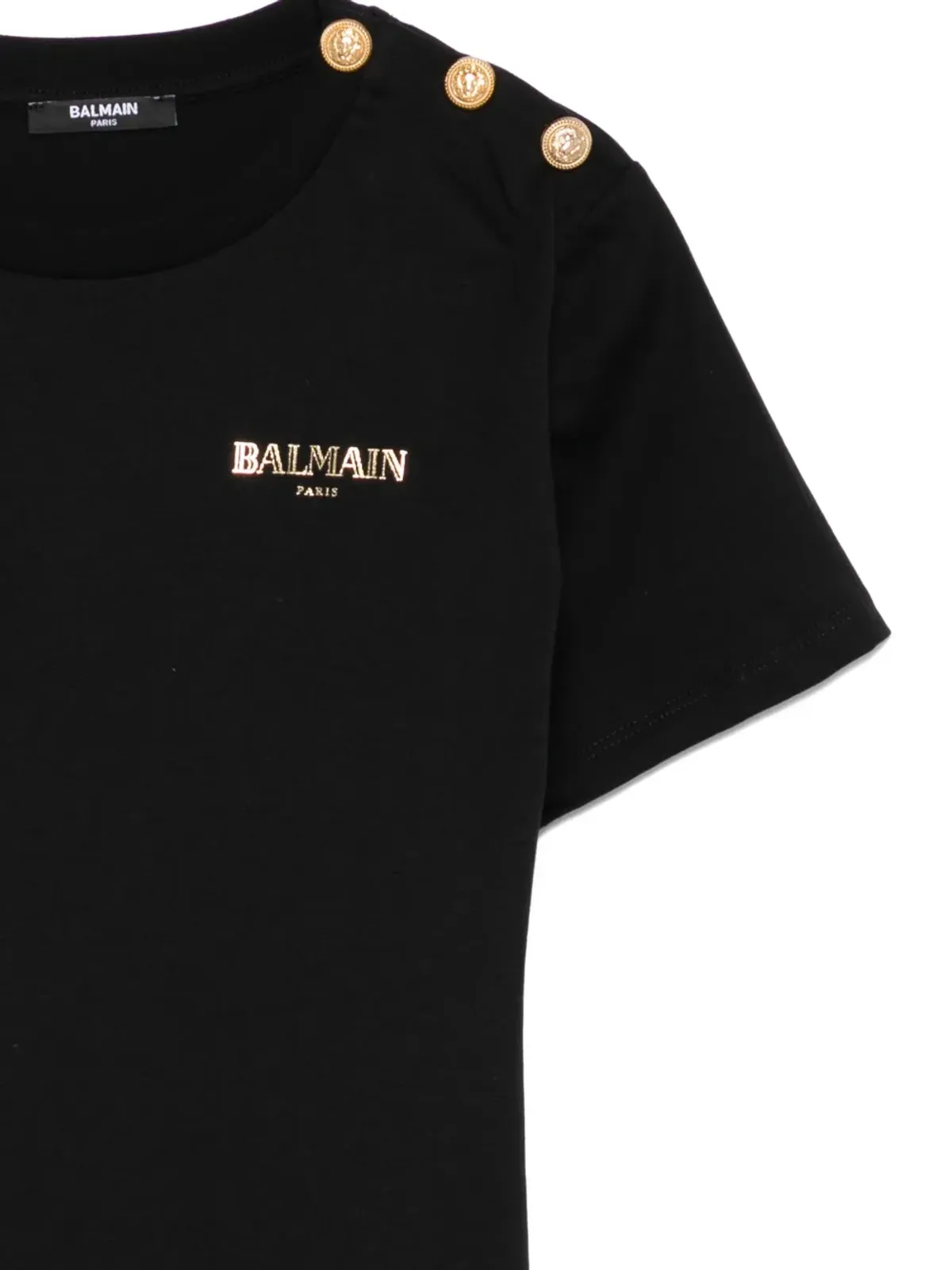 Balmain Kids ボタン装飾ロゴTシャツ - 画像3