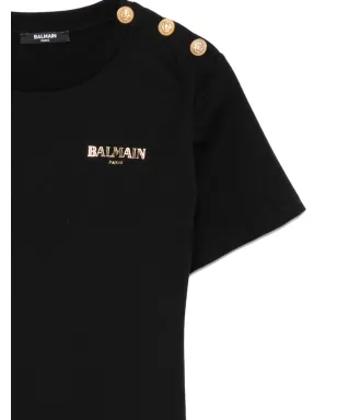 Balmain Kids ボタン装飾ロゴTシャツ - サムネイル3