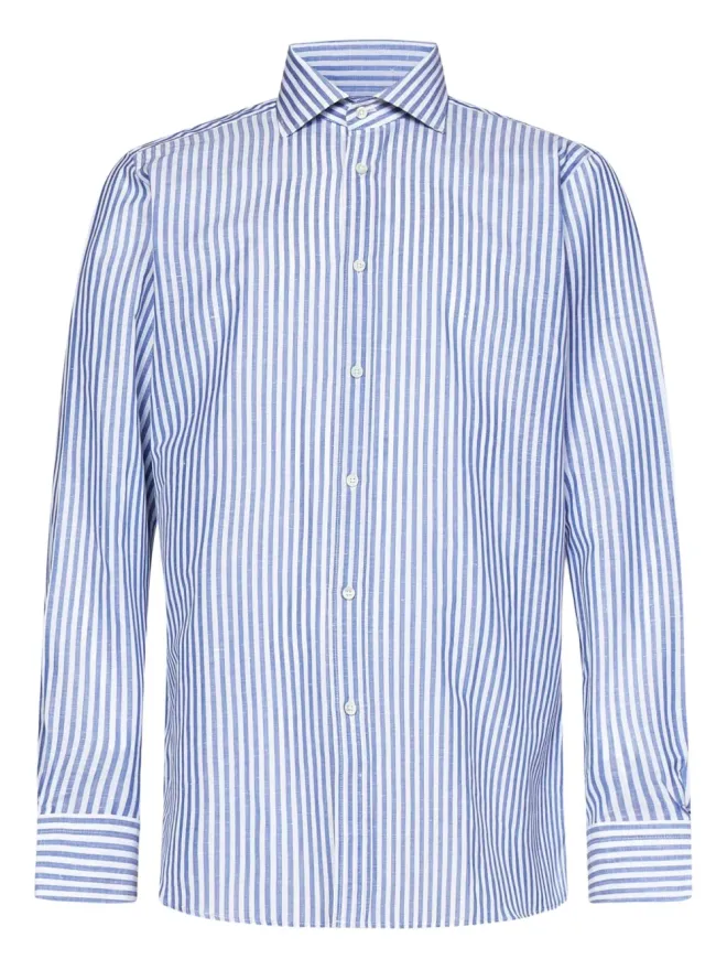 FRANZESE COLLECTION FRANZESE COLLECTION スプレッドカラー ストライプシャツ - ブルーの商品画像