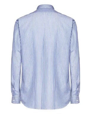 FRANZESE COLLECTION スプレッドカラー ストライプシャツ - ブルー - サムネイル2