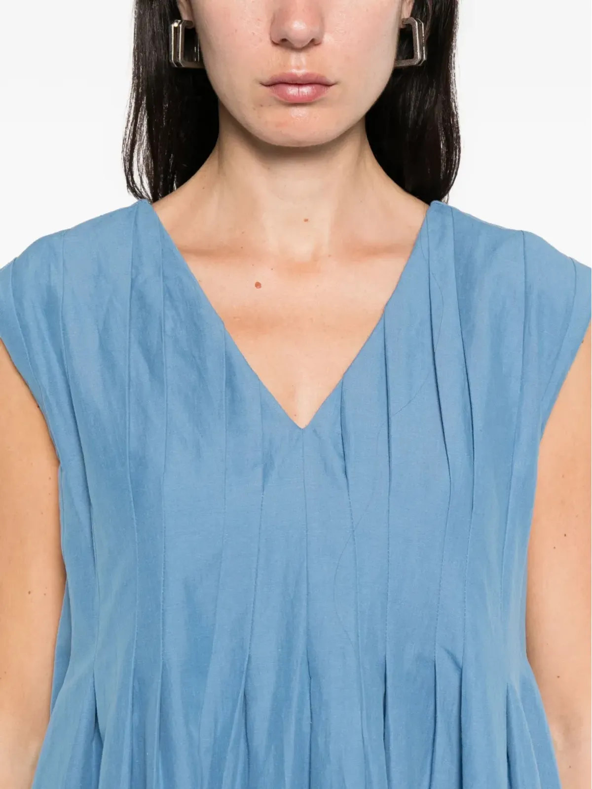 S Max Mara プリーツVネックドレス - 画像5