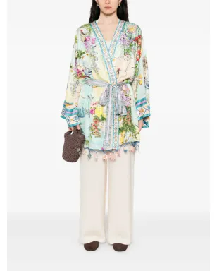Camilla floral-print wrap cape - Green - サムネイル2