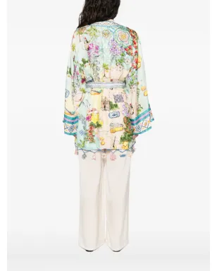 Camilla floral-print wrap cape - Green - サムネイル4
