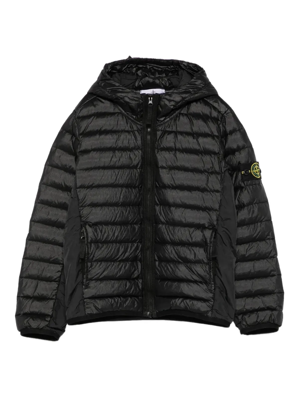 Stone Island Junior フード付きキルティングジャケット - 画像1