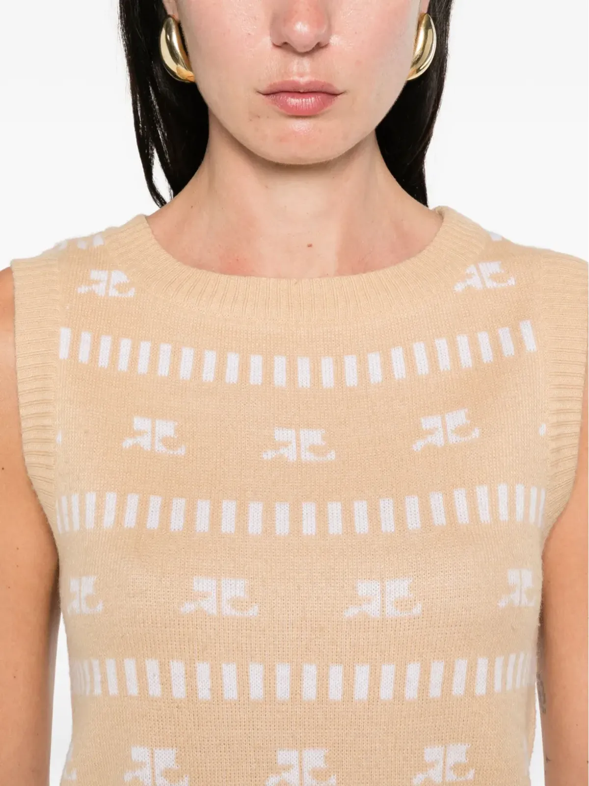 Courrèges Pre-Owned 1970年代 ロゴディテール ウール ノースリーブトップ - 画像5