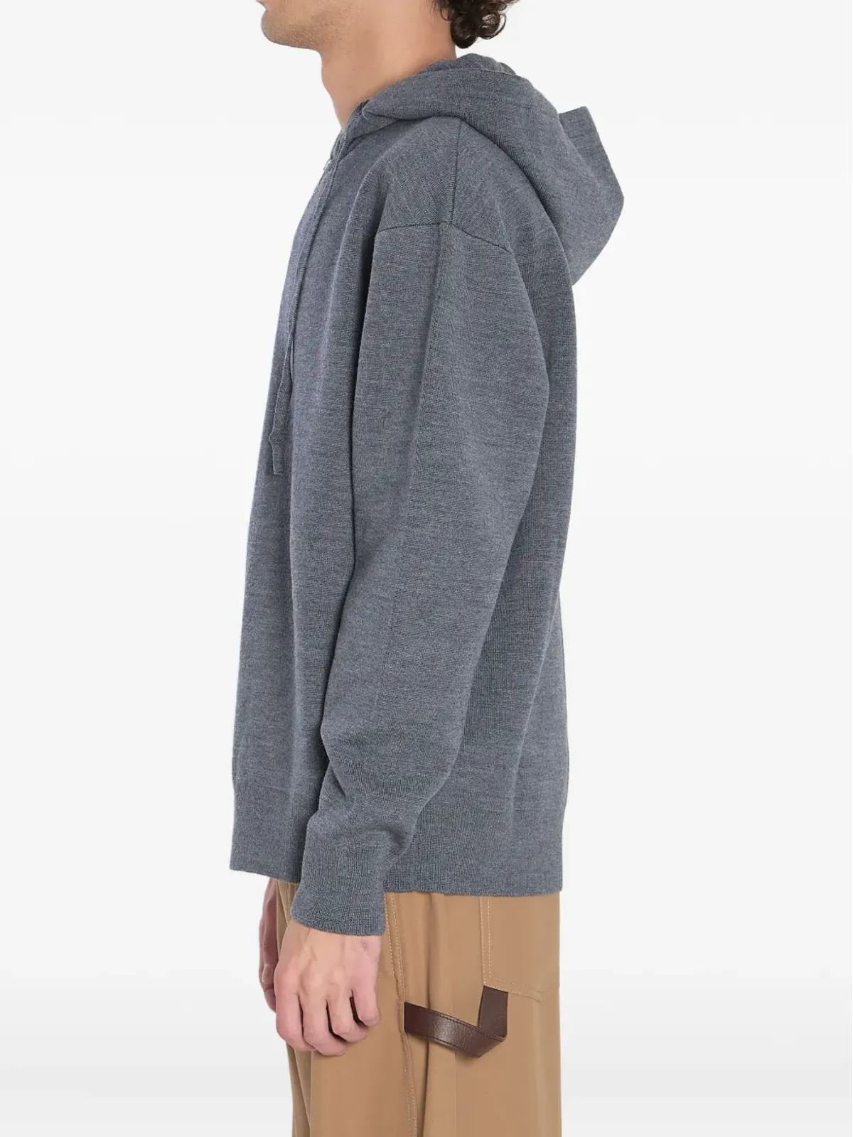 LOEWE アナグラムリブ編みフーディ - グレー - 画像3