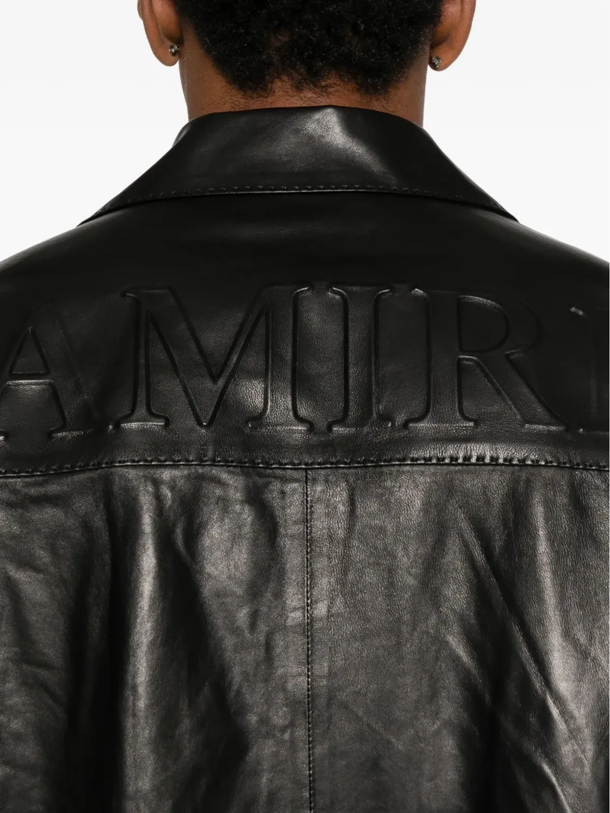 AMIRI カーフレザー キャンプカラーシャツ - 画像5