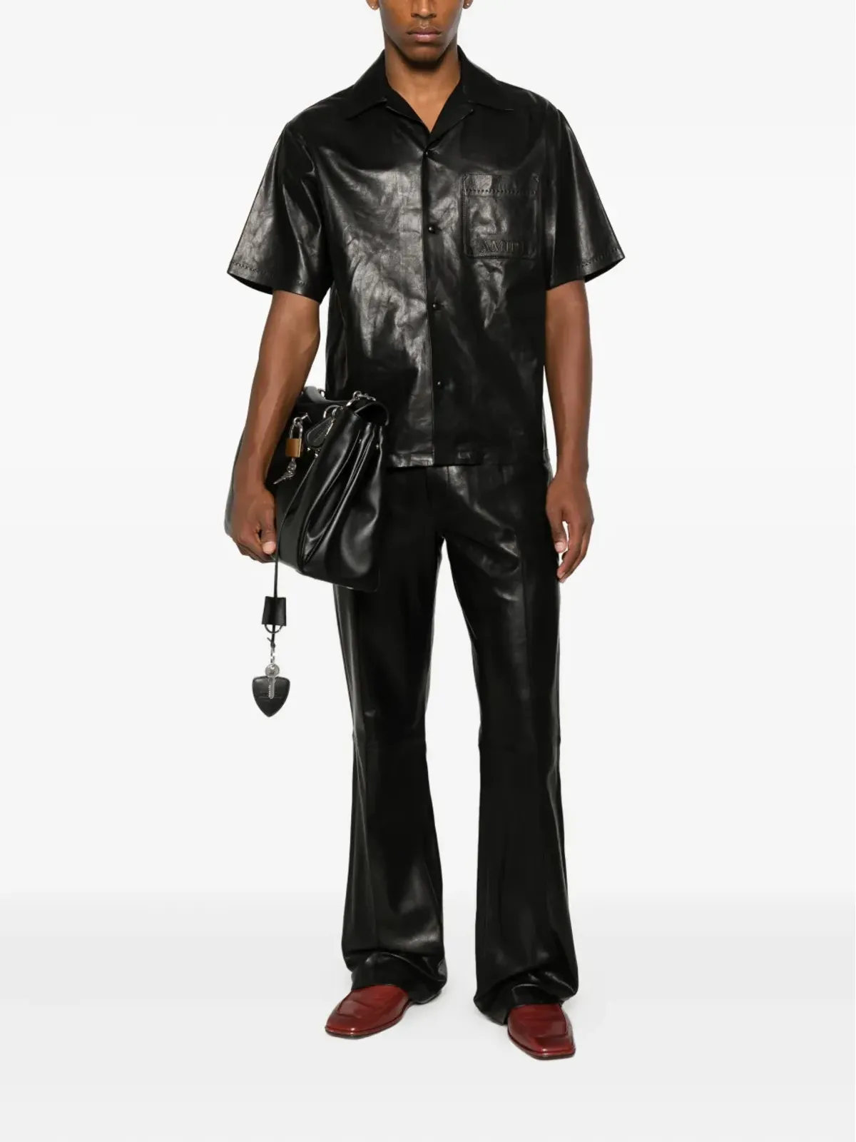 AMIRI カーフレザー キャンプカラーシャツ - 画像2