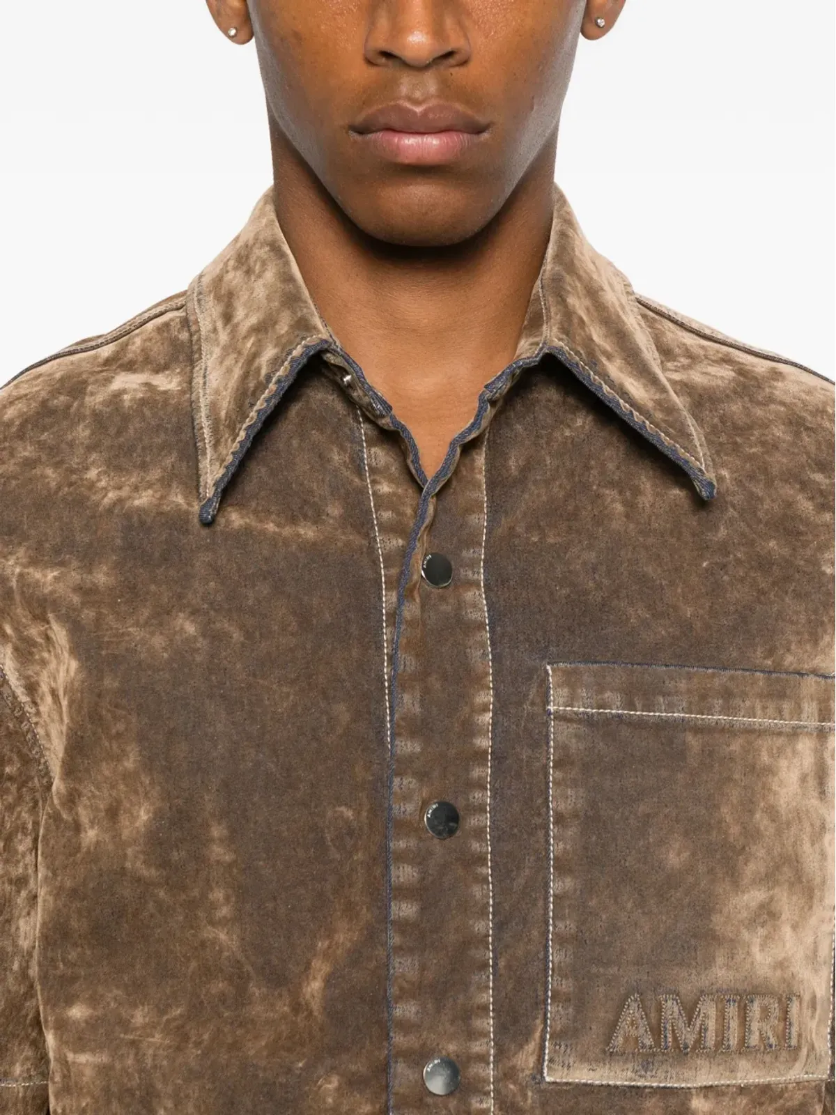 AMIRI ベルベットパッチポケットシャツ - 画像5