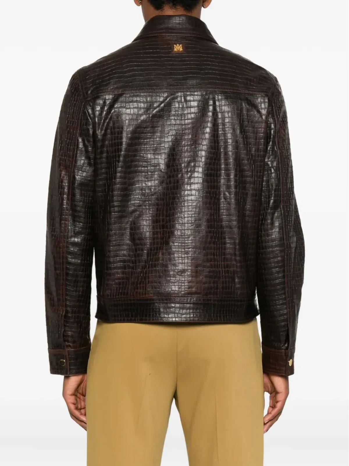 AMIRI エンボスドレザー ジップフロント ジャケット - ブラウン - 画像4