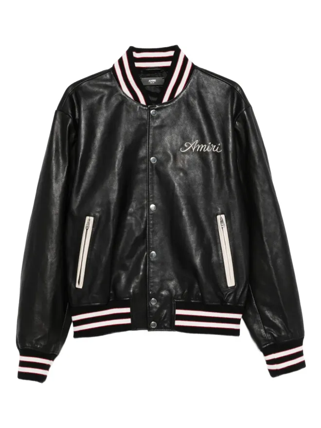 AMIRI AMIRI 刺繍入りレザーバーシティジャケットの商品画像