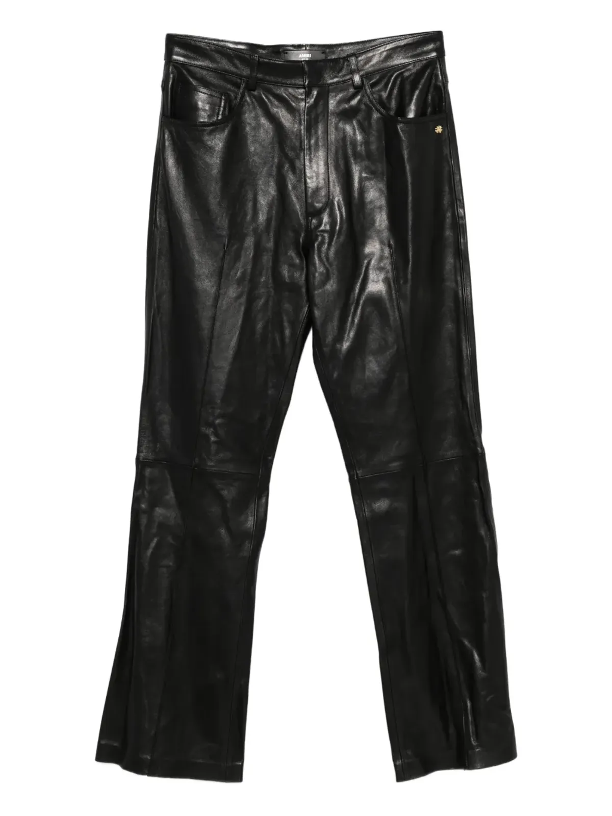 AMIRI レザー ブーツカットパンツ ブラック - 画像1