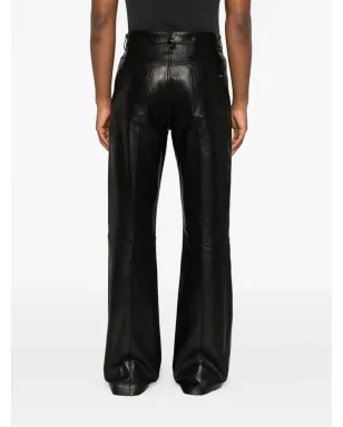 AMIRI レザー ブーツカットパンツ ブラック - サムネイル4