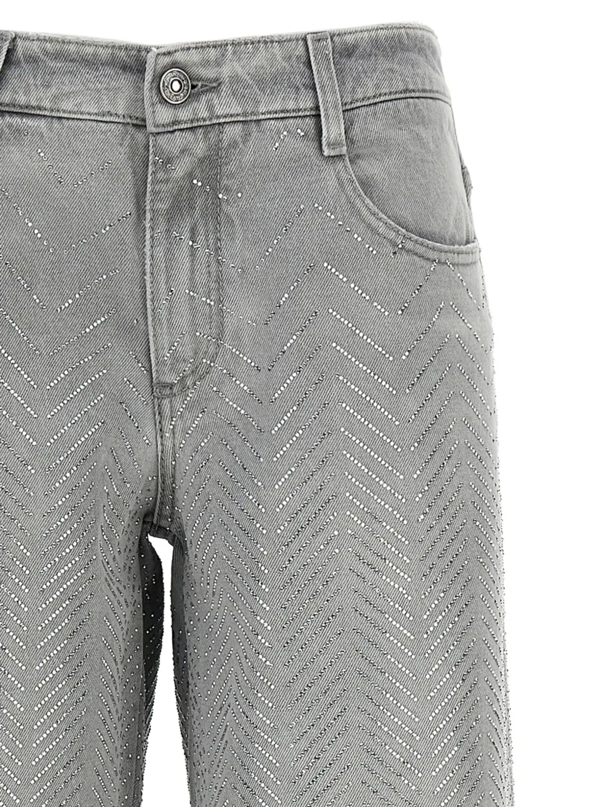Ermanno Scervino ラインストーンチェブロン コットンジーンズ - 画像3