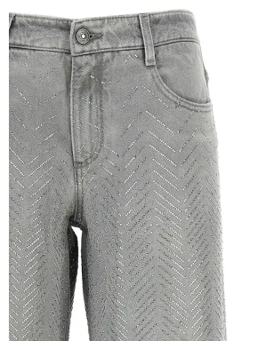 Ermanno Scervino ラインストーンチェブロン コットンジーンズ - サムネイル3