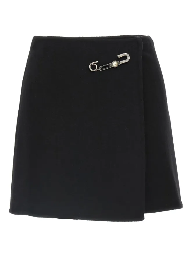 Ermanno Scervino Ermanno Scervino jewel-embellished virgin-wool skirt - Blackの商品画像