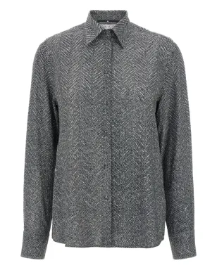 Ermanno Scervino ラインストーン装飾 ヘリンボーン シャツ グレー - サムネイル1