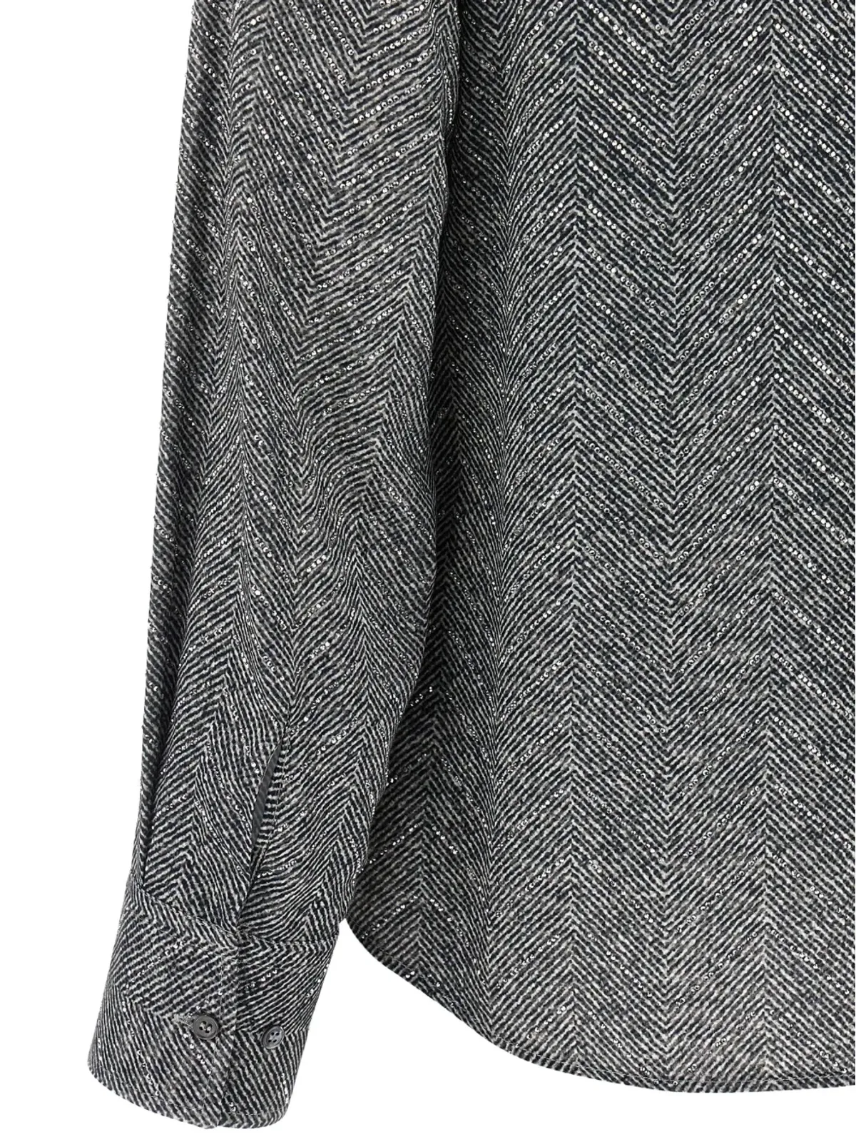 Ermanno Scervino ラインストーン装飾 ヘリンボーン シャツ グレー - 画像4