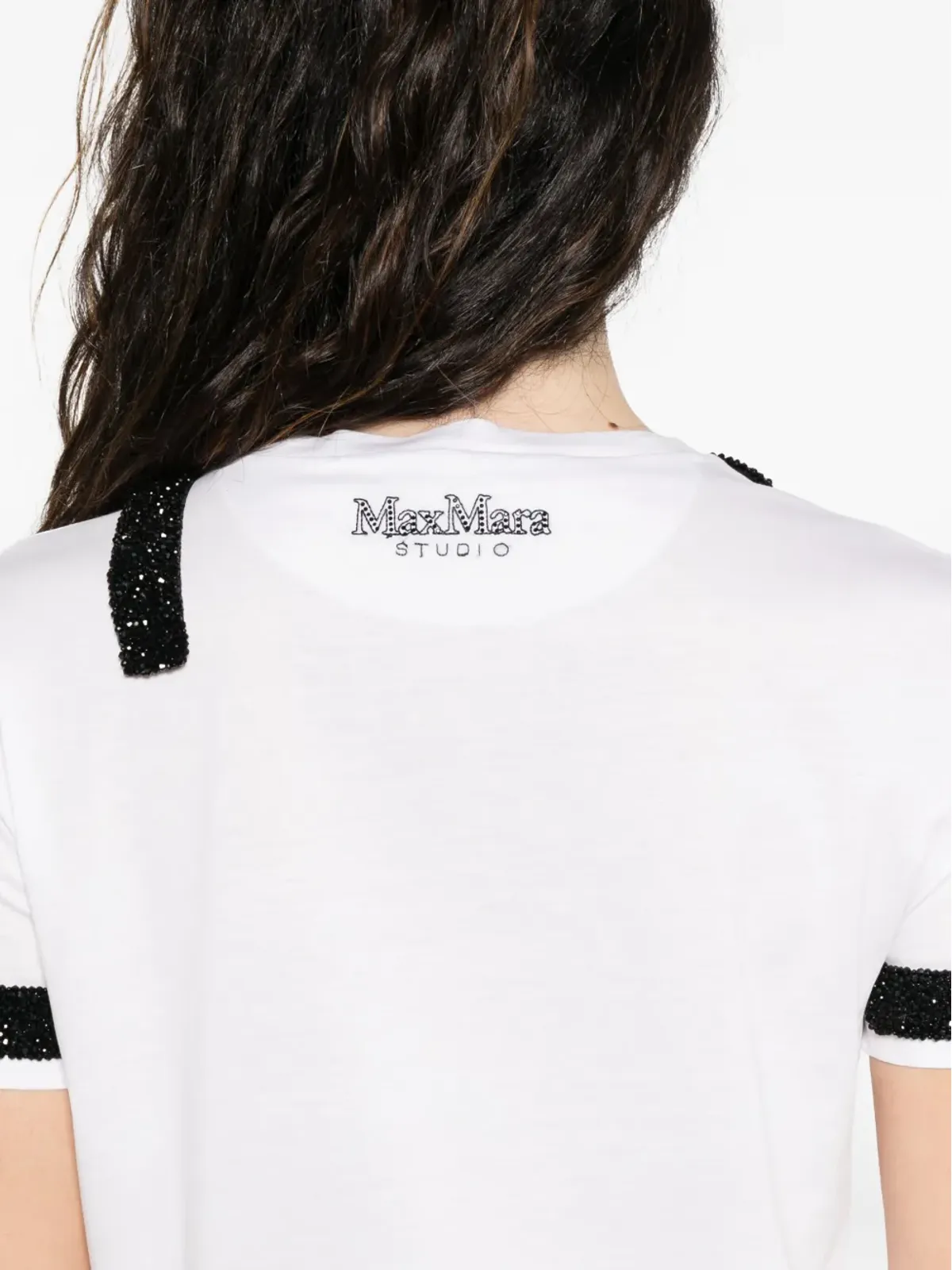 Max Mara エンベリッシュドネックライン コットンTシャツ - 画像5