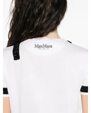 Max Mara エンベリッシュドネックライン コットンTシャツ - サムネイル5