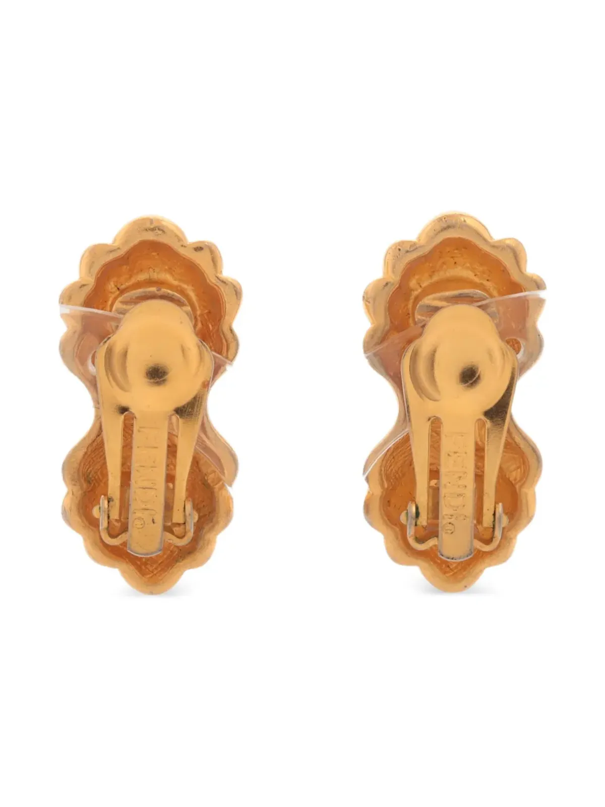 Fendi Pre-Owned FF-logo embossed clip-on earrings - FFロゴエンボス クリップオンイヤリング - 画像3