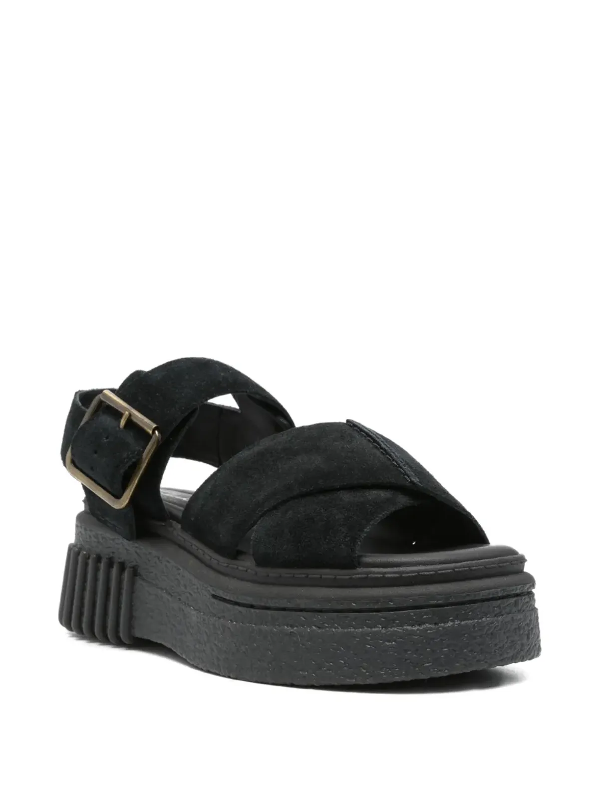 Clarks Evamar バックル留め式プラットフォームサンダル ブラック - 画像2