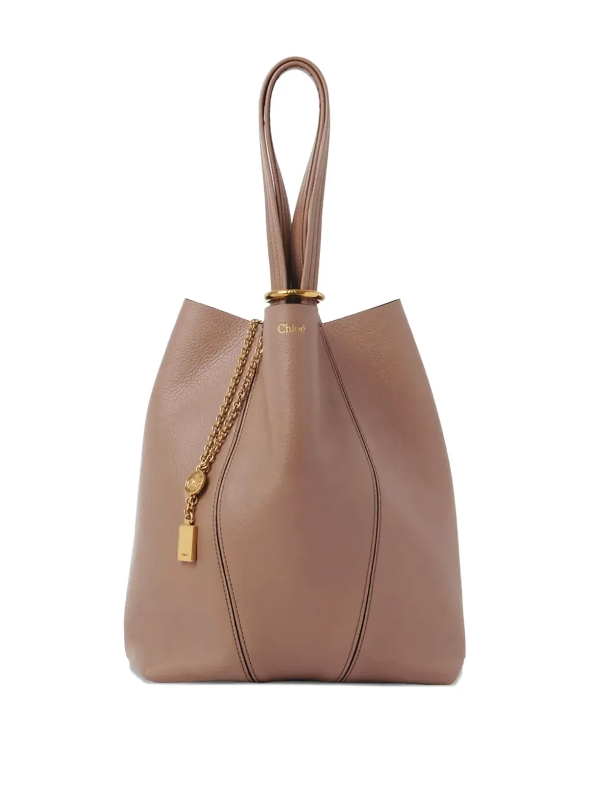 Chloé Spin レザー チェーンディテール トートバッグ - 画像4