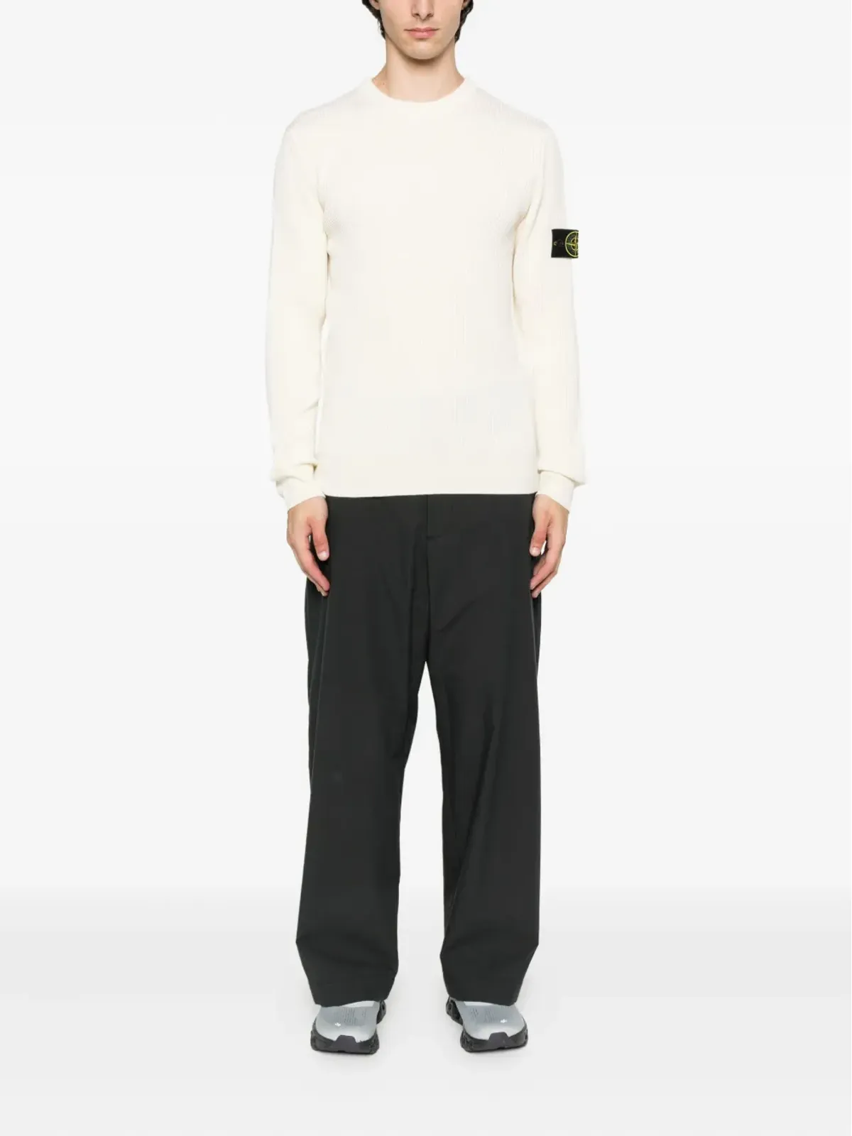 Stone Island リブ編みニット ロゴパッチ セーター - 画像2