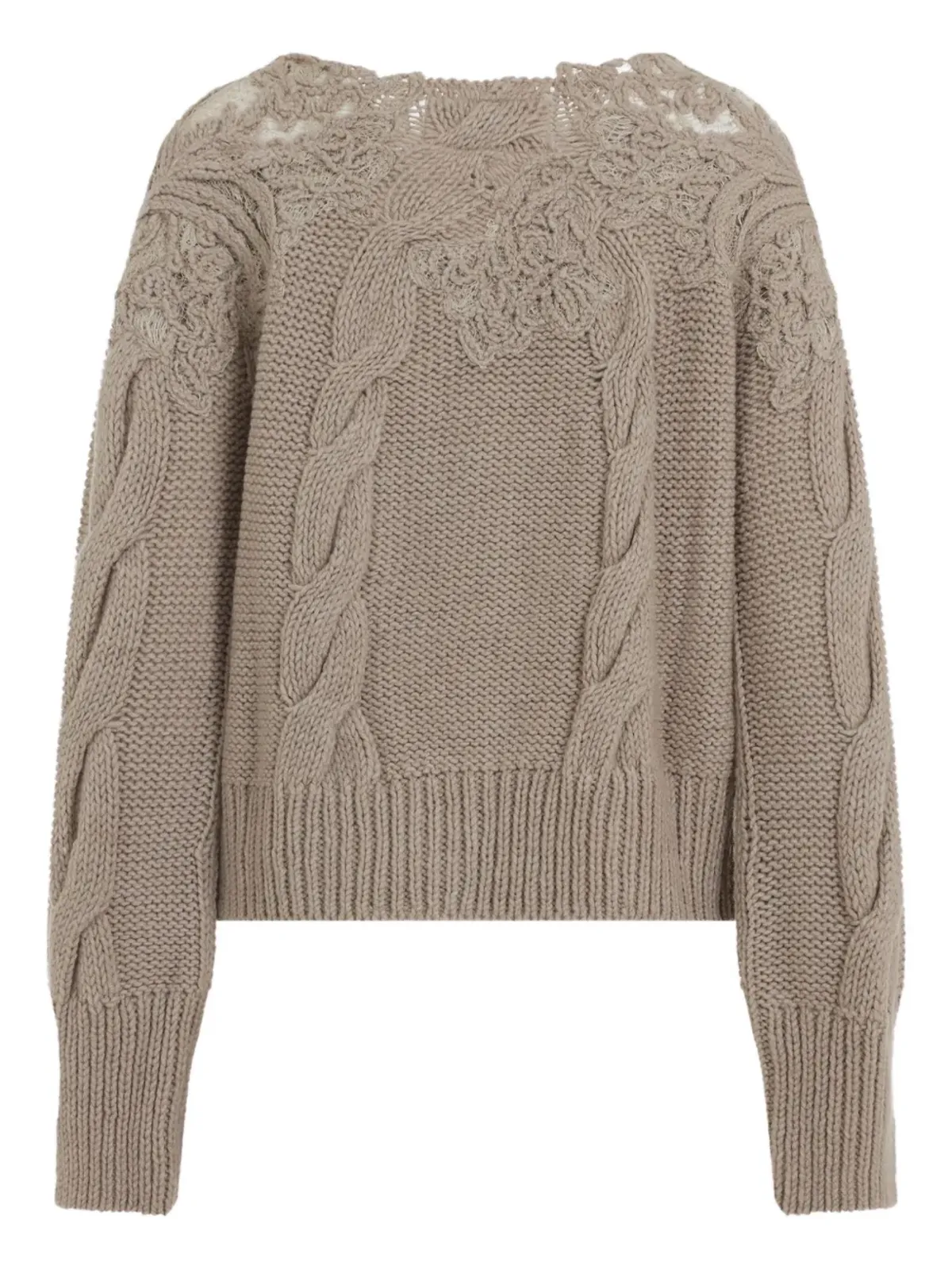 Ermanno Scervino レースインセット ケーブルニットセーター - 画像2
