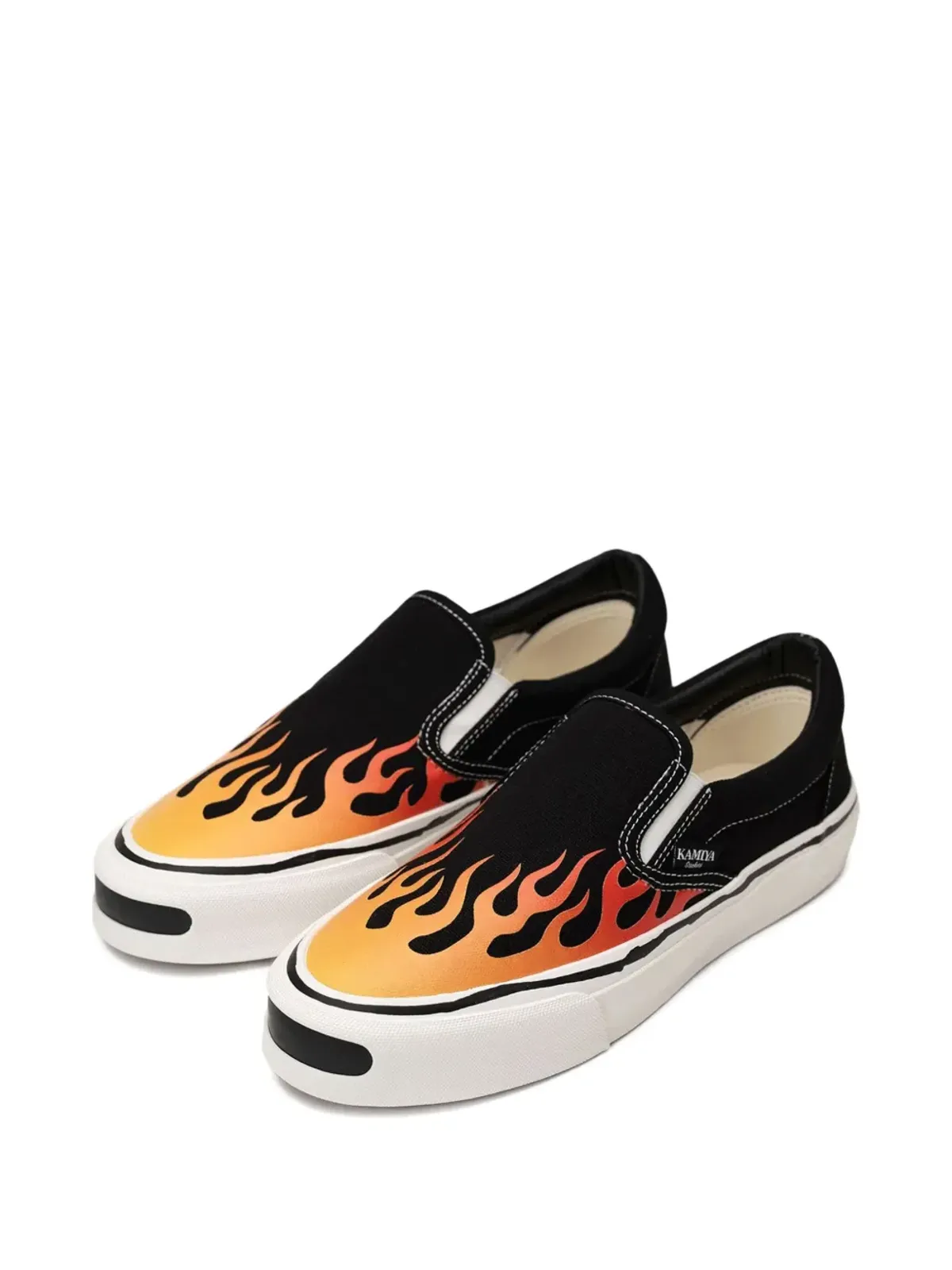KAMIYA Cornell flame-pattern slip-on sneakers - Black - 画像3