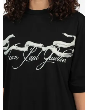 Jean Paul Gaultier ribbon-print spray-effect t-shirt - Black - サムネイル5