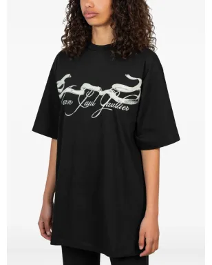 Jean Paul Gaultier ribbon-print spray-effect t-shirt - Black - サムネイル2