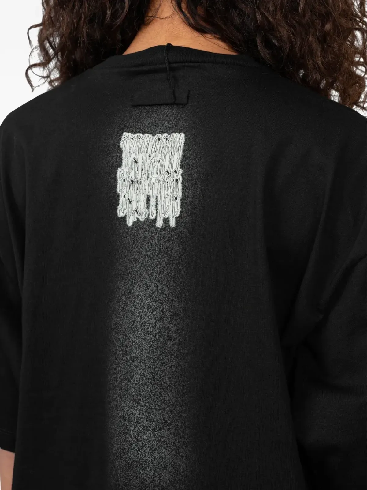 Jean Paul Gaultier ribbon-print spray-effect t-shirt - Black - 画像4