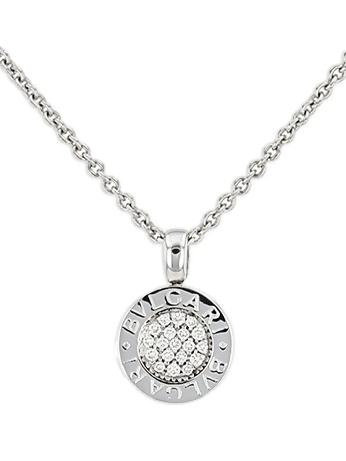 Bvlgari Pre-Owned 18Kホワイトゴールド ダイヤモンド ペンダント ネックレス - ラウンドディスク - シルバー - 画像2