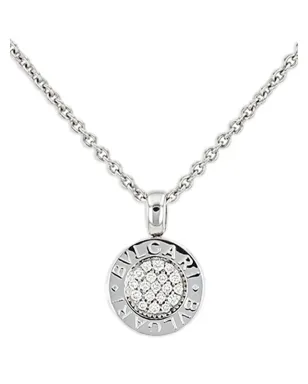 Bvlgari Pre-Owned 18Kホワイトゴールド ダイヤモンド ペンダント ネックレス - ラウンドディスク - シルバー - サムネイル2