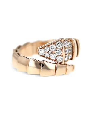 Bvlgari ビンテージ 18Kローズゴールド セルペンティ・ダイヤモンド・リング ピンク - サムネイル3