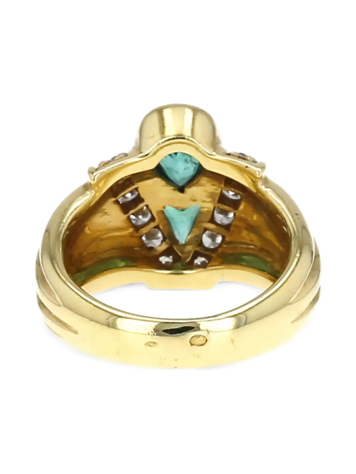 Fred ビンテージ 1980年代 18K イエローゴールド エメラルド＆ダイヤモンド リング - 画像2