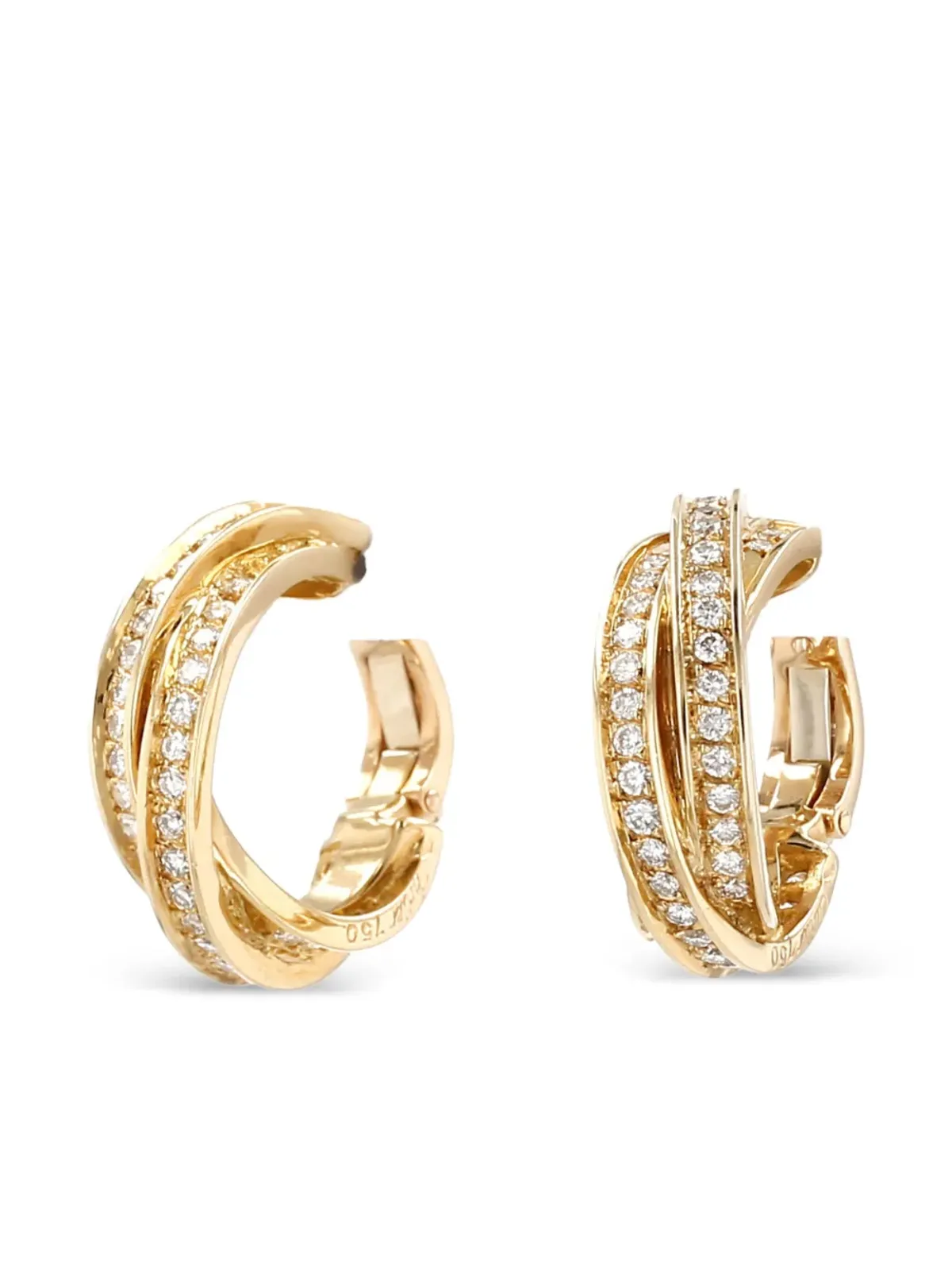 Cartier yellow gold Trinity diamond earrings - 画像2