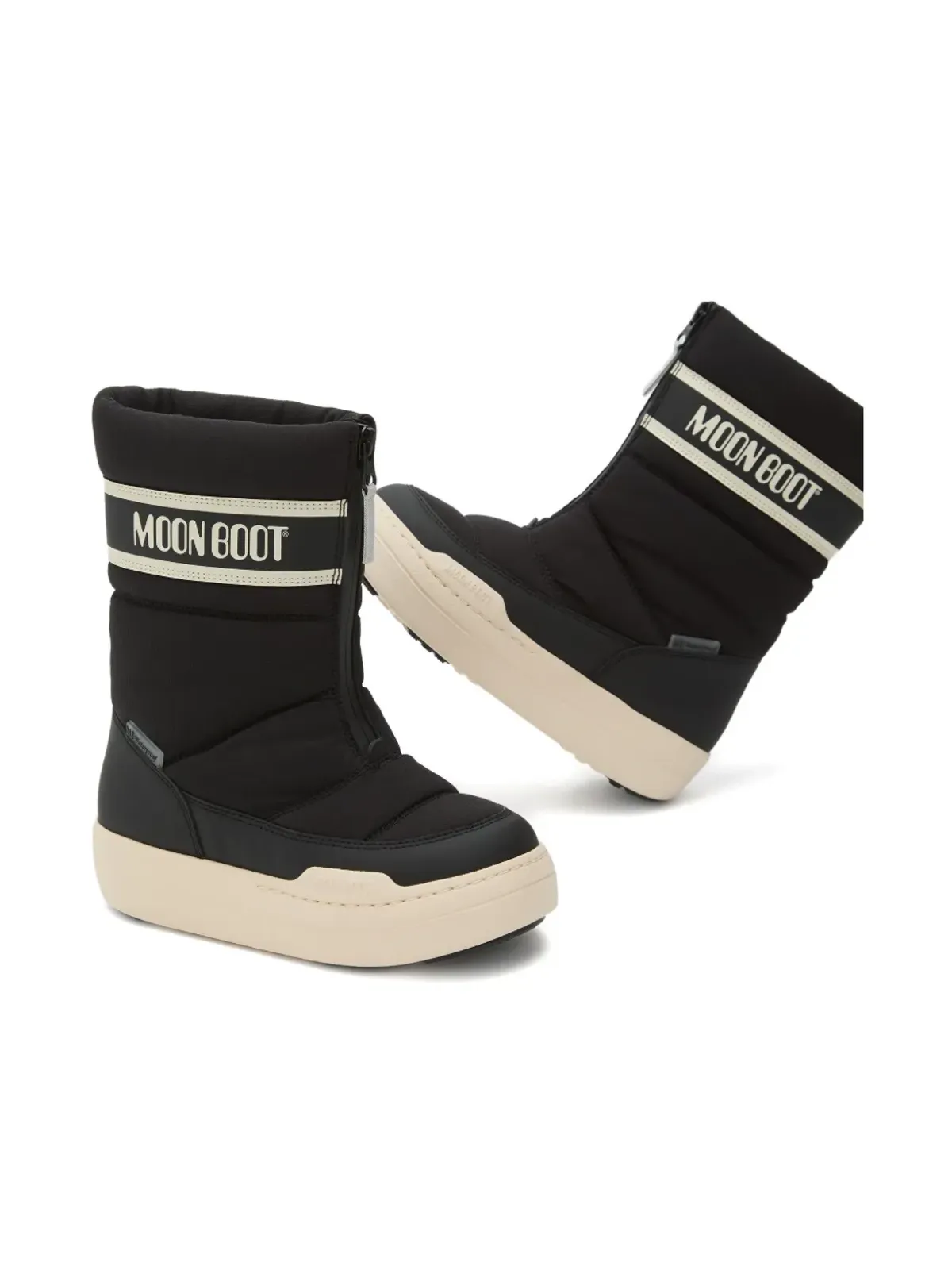 Moon Boot Kids パークストラップ ジップフロント キルティング ブーツ - Black - 画像3