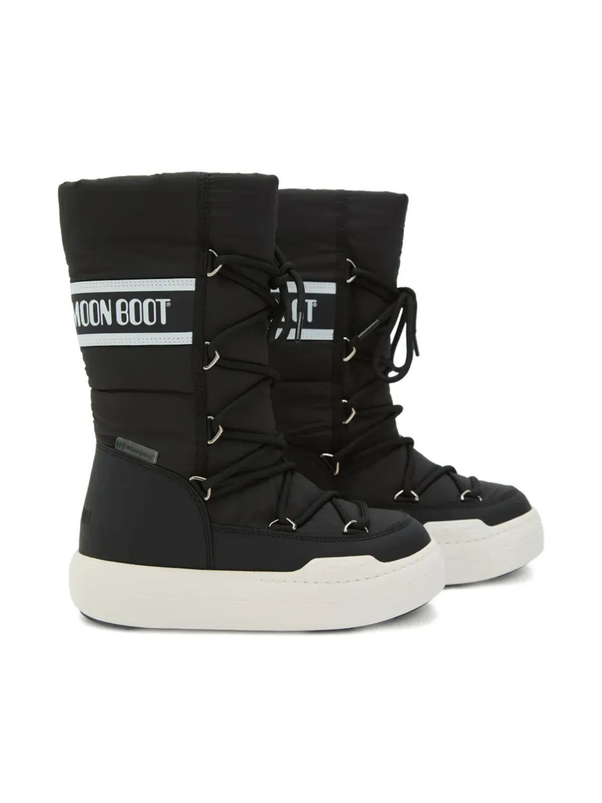 Moon Boot Kids レースアップ パッド入り スノーブーツ ブラック - 画像2