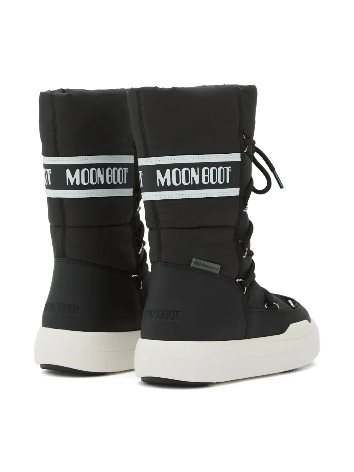 Moon Boot Kids レースアップ パッド入り スノーブーツ ブラック - 画像3