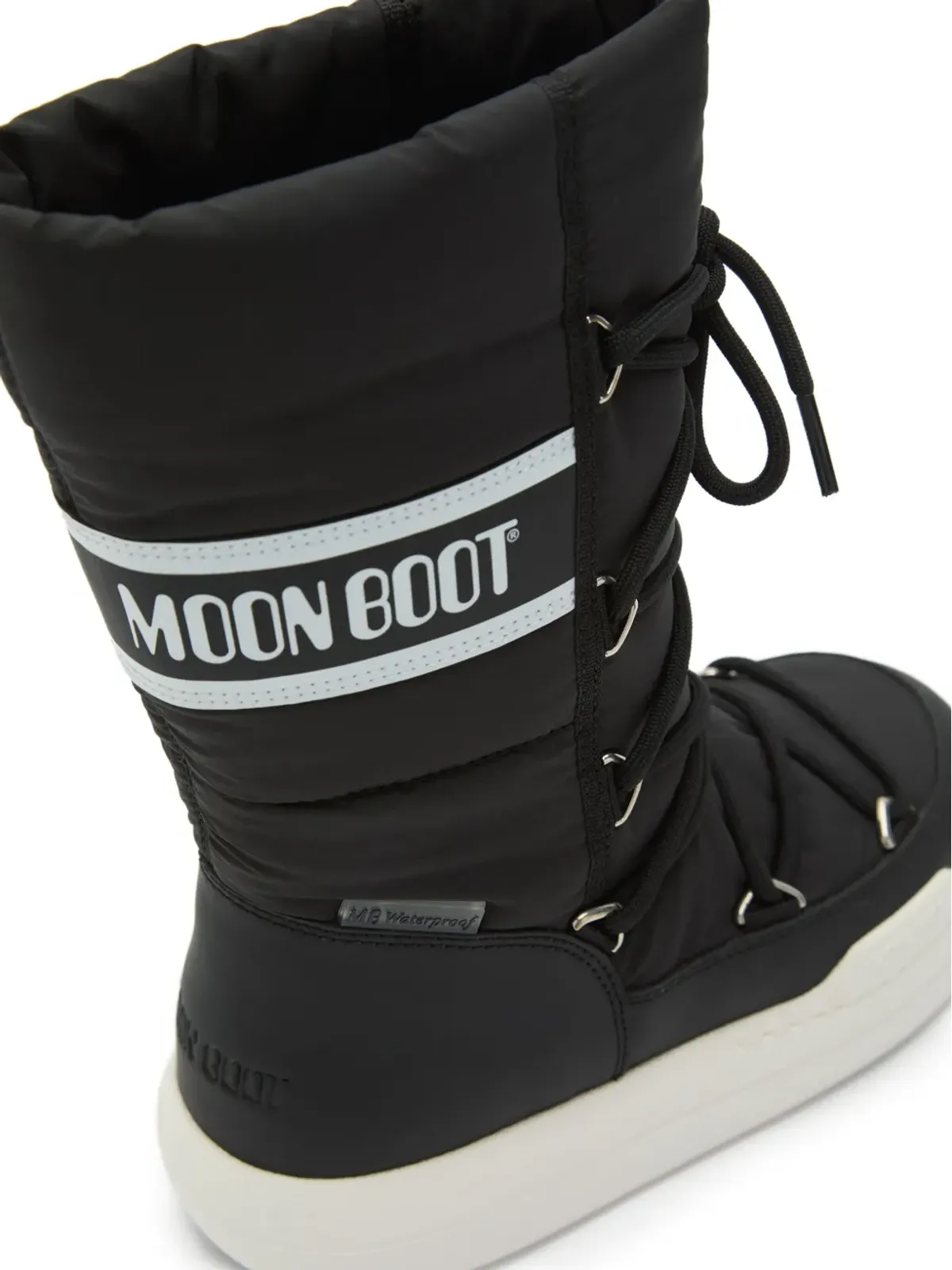 Moon Boot Kids レースアップ パッド入り スノーブーツ ブラック - 画像4