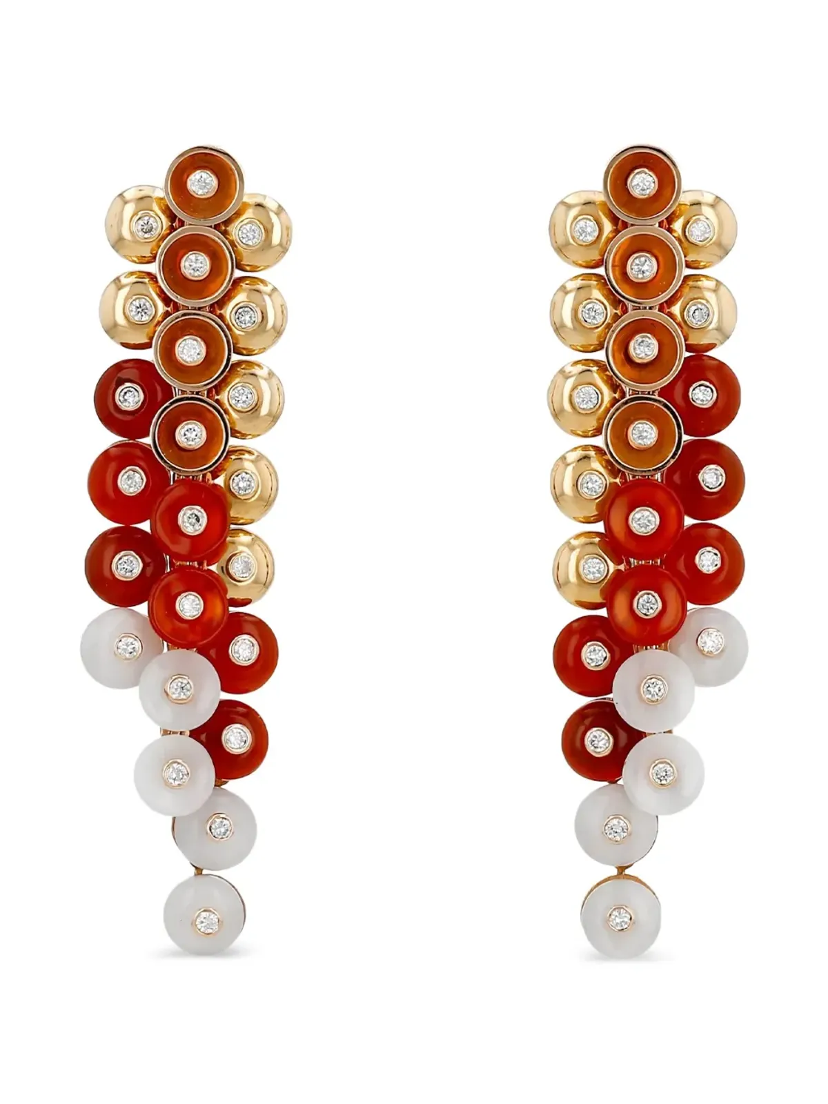 Van Cleef & Arpels Vintage 18Kローズゴールド マルチストーン ボタン・ドール イヤリング - 画像1