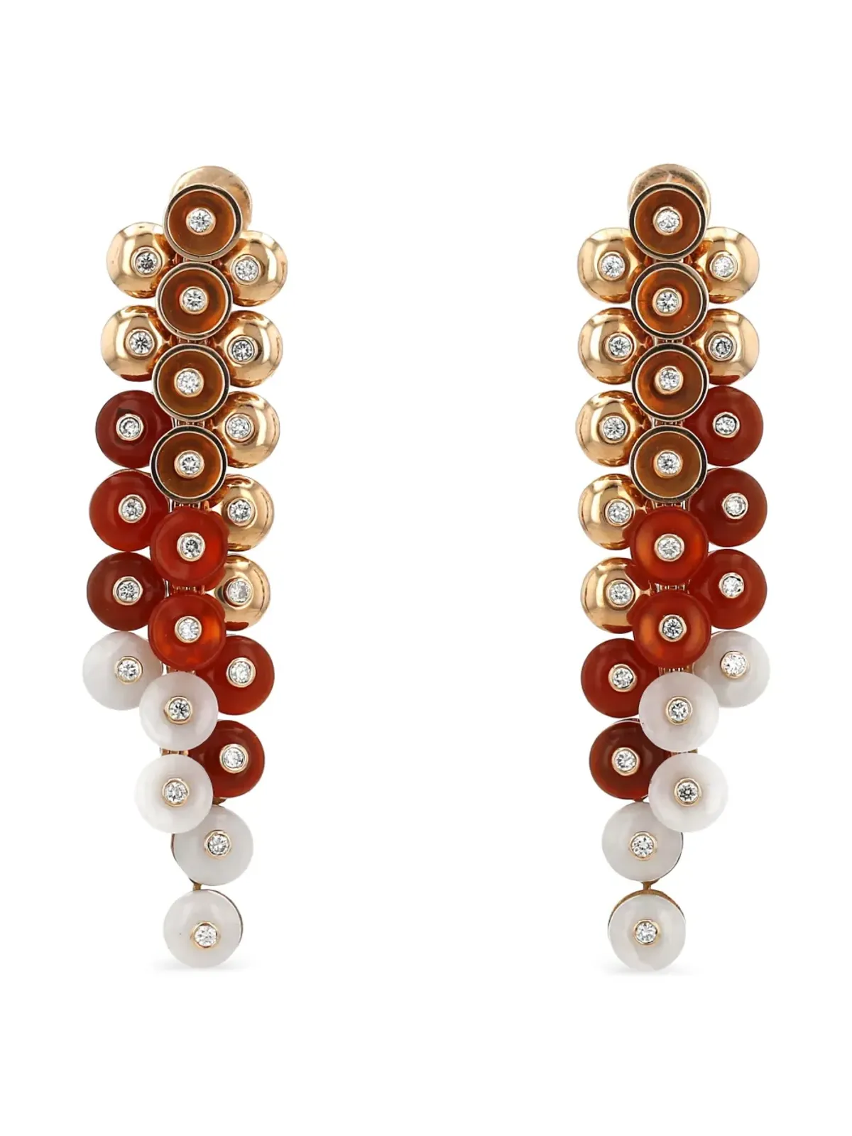 Van Cleef & Arpels Vintage 18Kローズゴールド マルチストーン ボタン・ドール イヤリング - 画像5