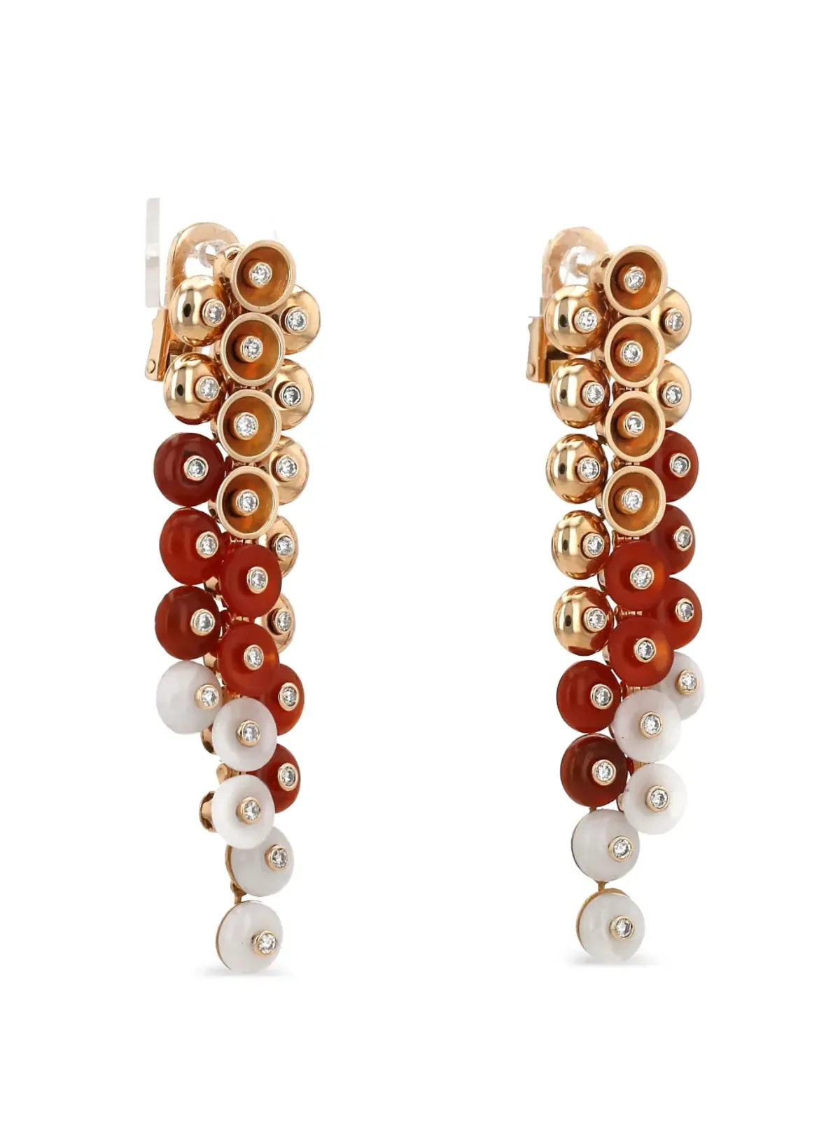 Van Cleef & Arpels Vintage 18Kローズゴールド マルチストーン ボタン・ドール イヤリング - 画像3